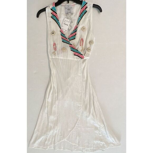 Area Stars Womens Sz S MAYAN Wrap Dress White Midi Embroidered NWT $150 - Picture 6 of 12
